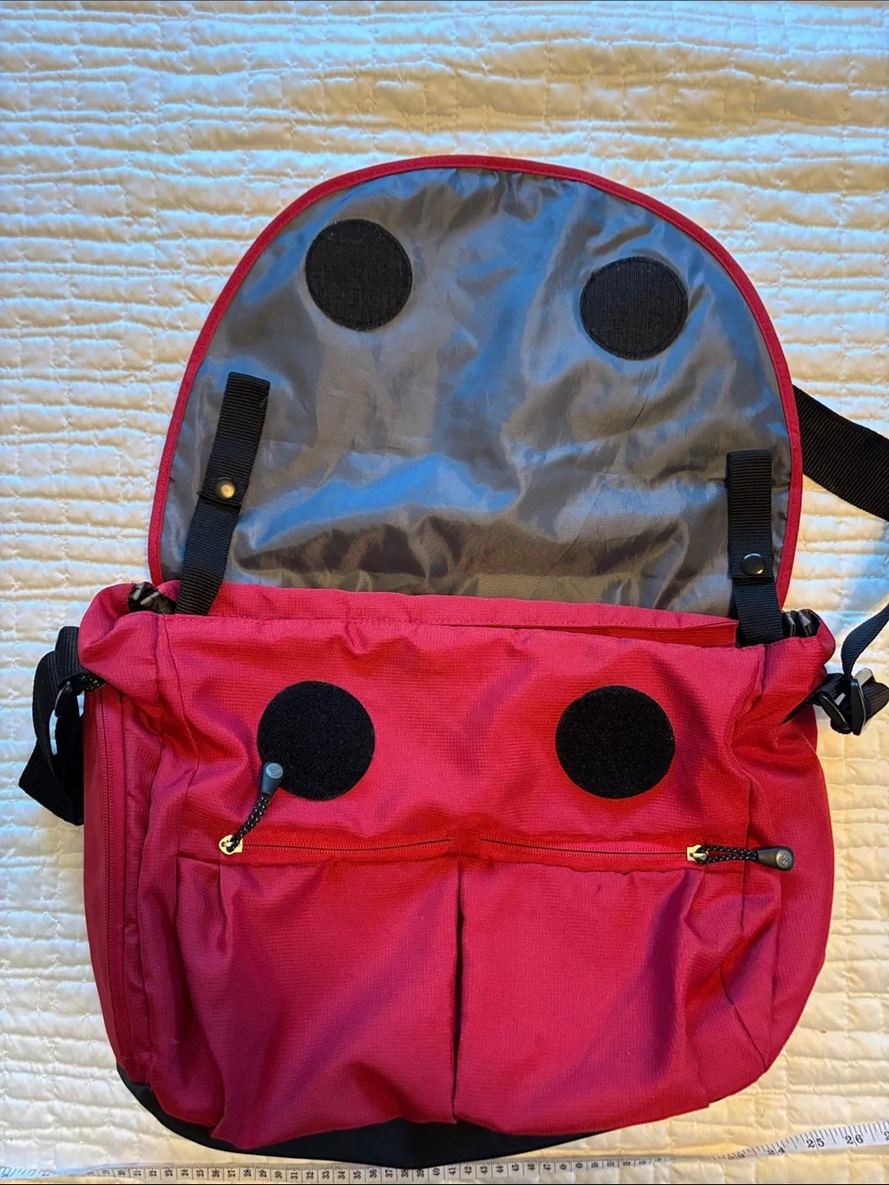 Columbia Red Baby Bag with Black Strap